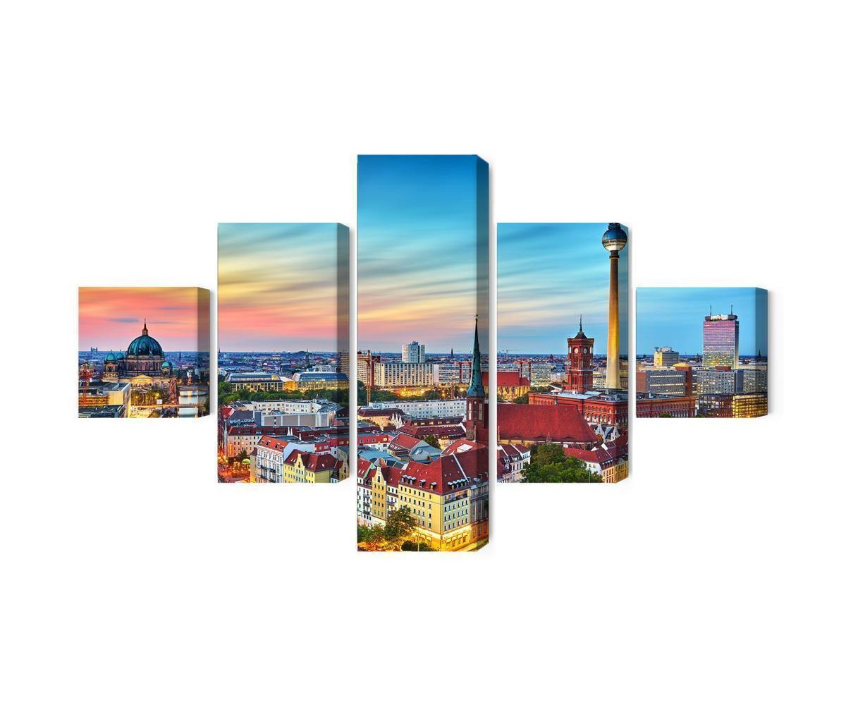 Mehrteiliges Bild Bunter Himmel Und Berlin-Panorama