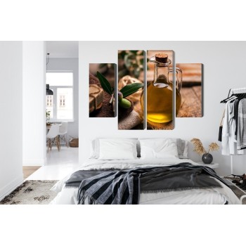 Mehrteiliges Bild Eine Flasche Olivenöl