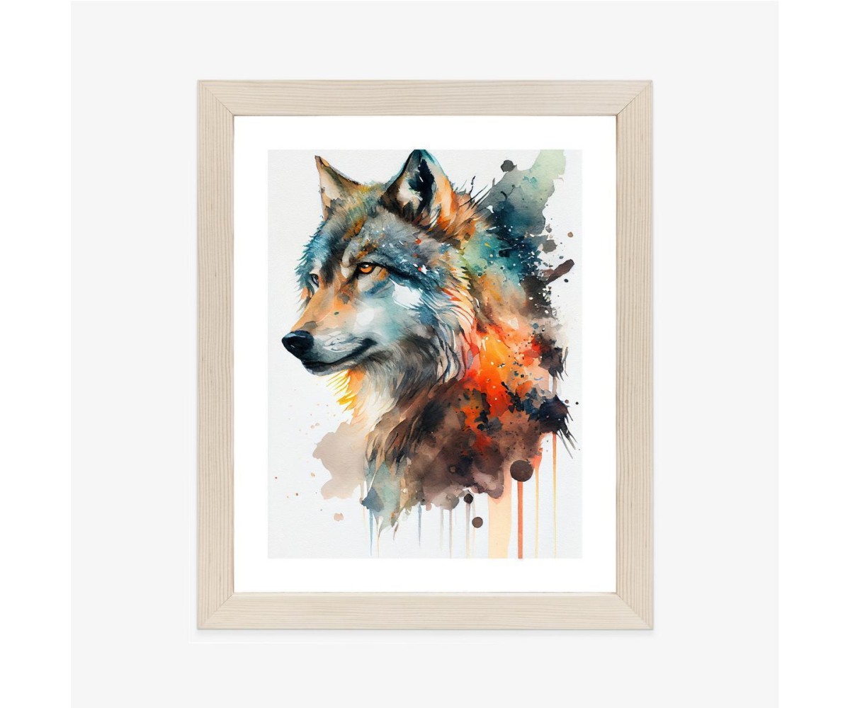 Poster Mehrfarbiges Wolfsporträt