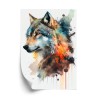 Poster Mehrfarbiges Wolfsporträt