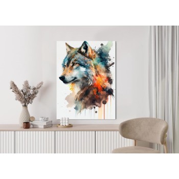 Poster Mehrfarbiges Wolfsporträt