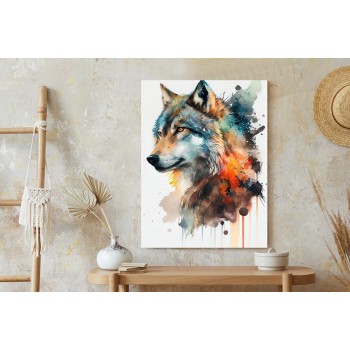Poster Mehrfarbiges Wolfsporträt