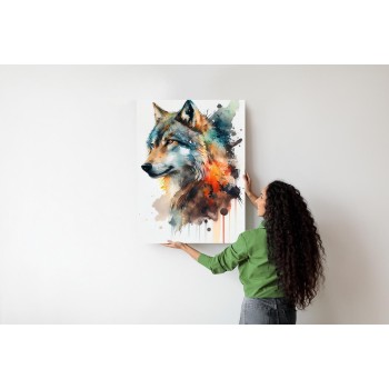 Poster Mehrfarbiges Wolfsporträt