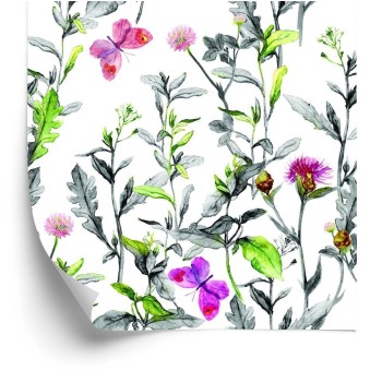 Tapete Aquarell Wiesenblumen