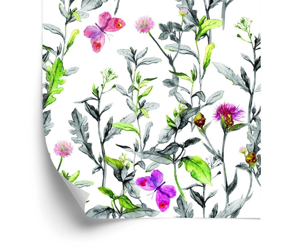 Tapete Aquarell Wiesenblumen
