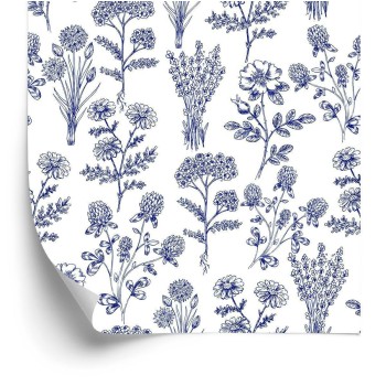 Tapete Blaue Feldblumen