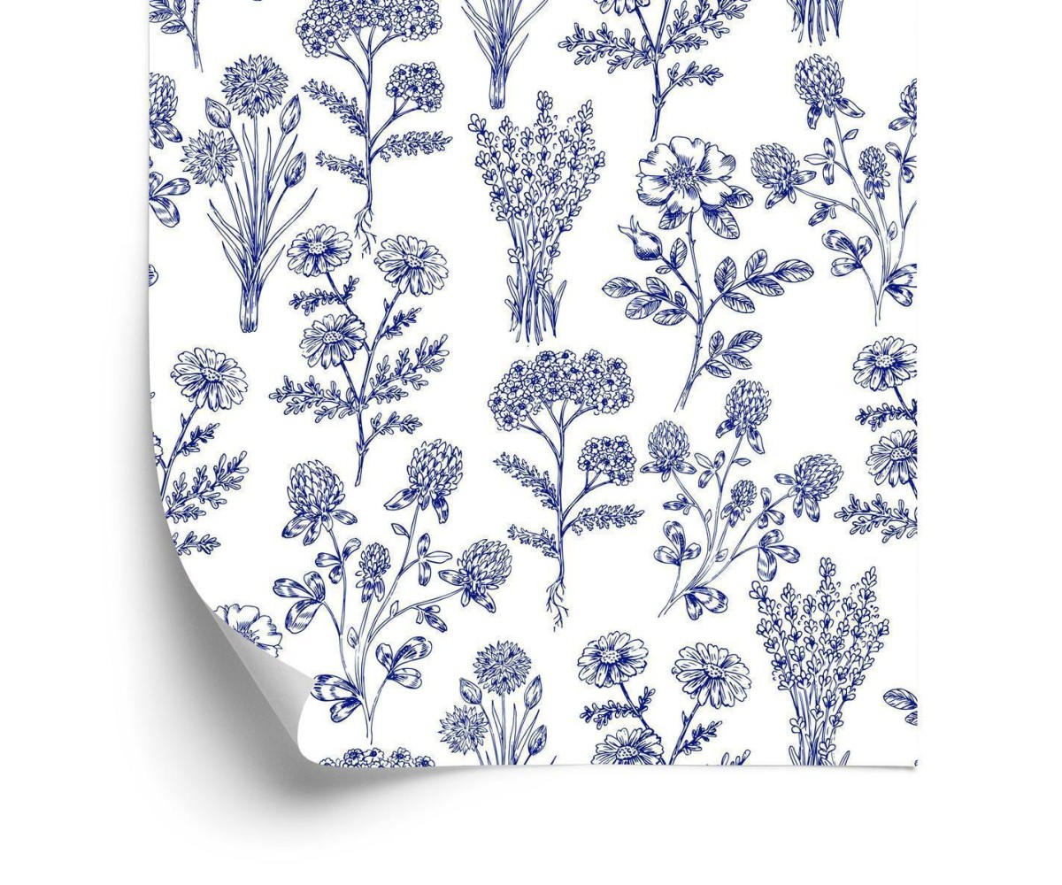 Tapete Blaue Feldblumen