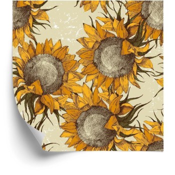 Tapete Sonnenblumenblumen Im Vintage-Stil