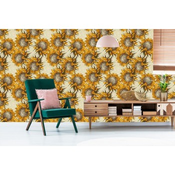 Tapete Sonnenblumenblumen Im Vintage-Stil