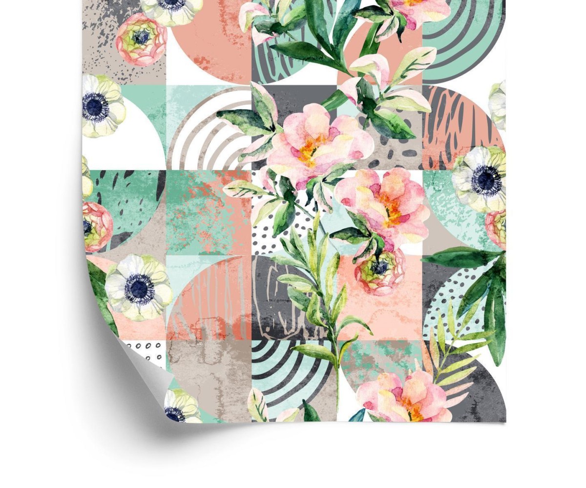 Tapete Modernistisches Blumen-Patchwork
