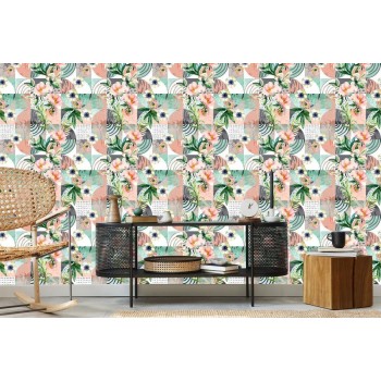 Tapete Modernistisches Blumen-Patchwork