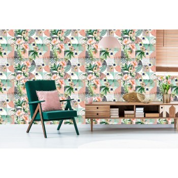 Tapete Modernistisches Blumen-Patchwork