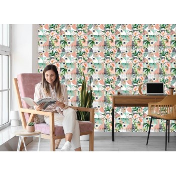 Tapete Modernistisches Blumen-Patchwork