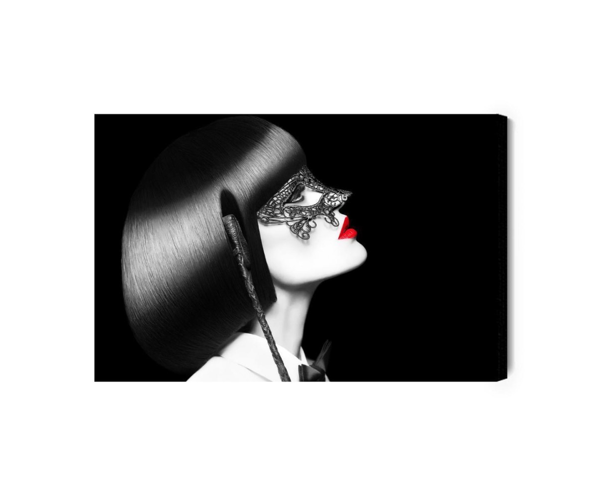 Leinwandbild Frau Mit Vintage-Maske