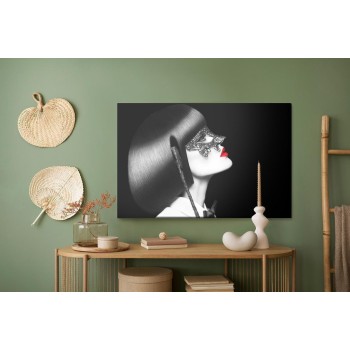 Leinwandbild Frau Mit Vintage-Maske