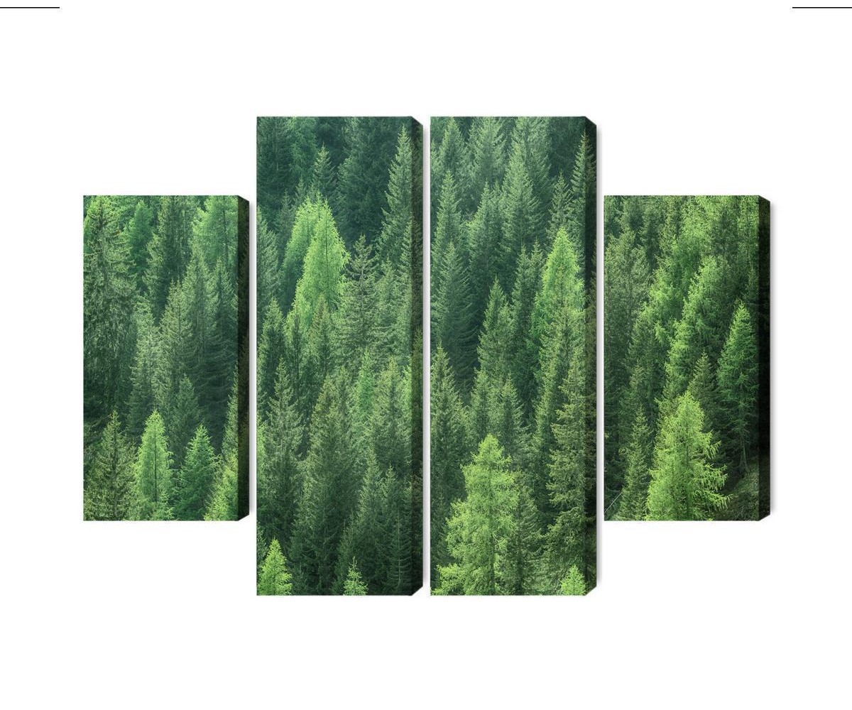 Mehrteiliges Bild 3D-Ansicht Des Grünen Waldes