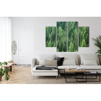 Mehrteiliges Bild 3D-Ansicht Des Grünen Waldes