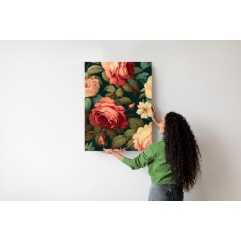 Poster Romantische Rosen Und Grüne Blätter