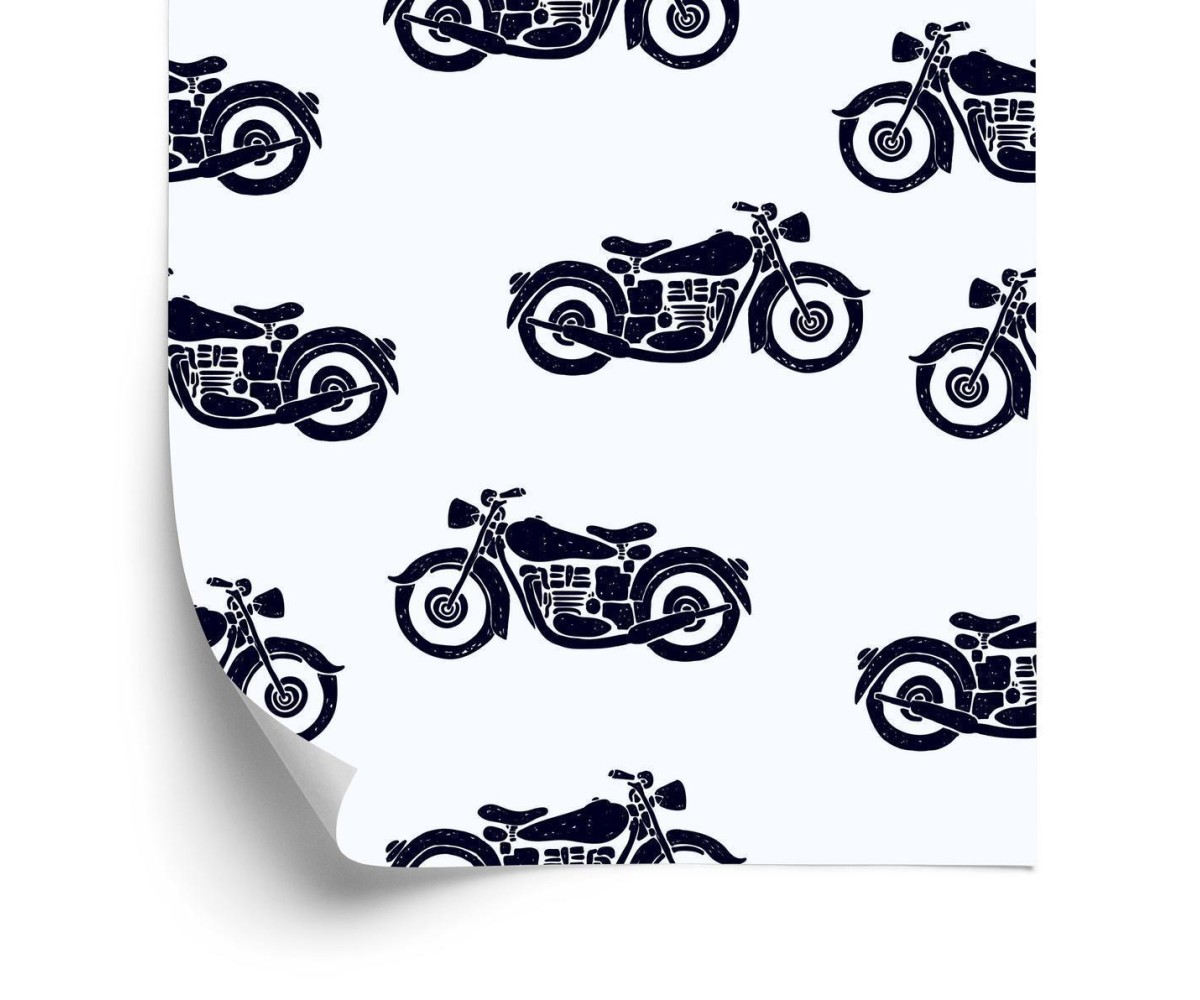 Tapete Schwarz-Weiße Oldtimer-Motorräder