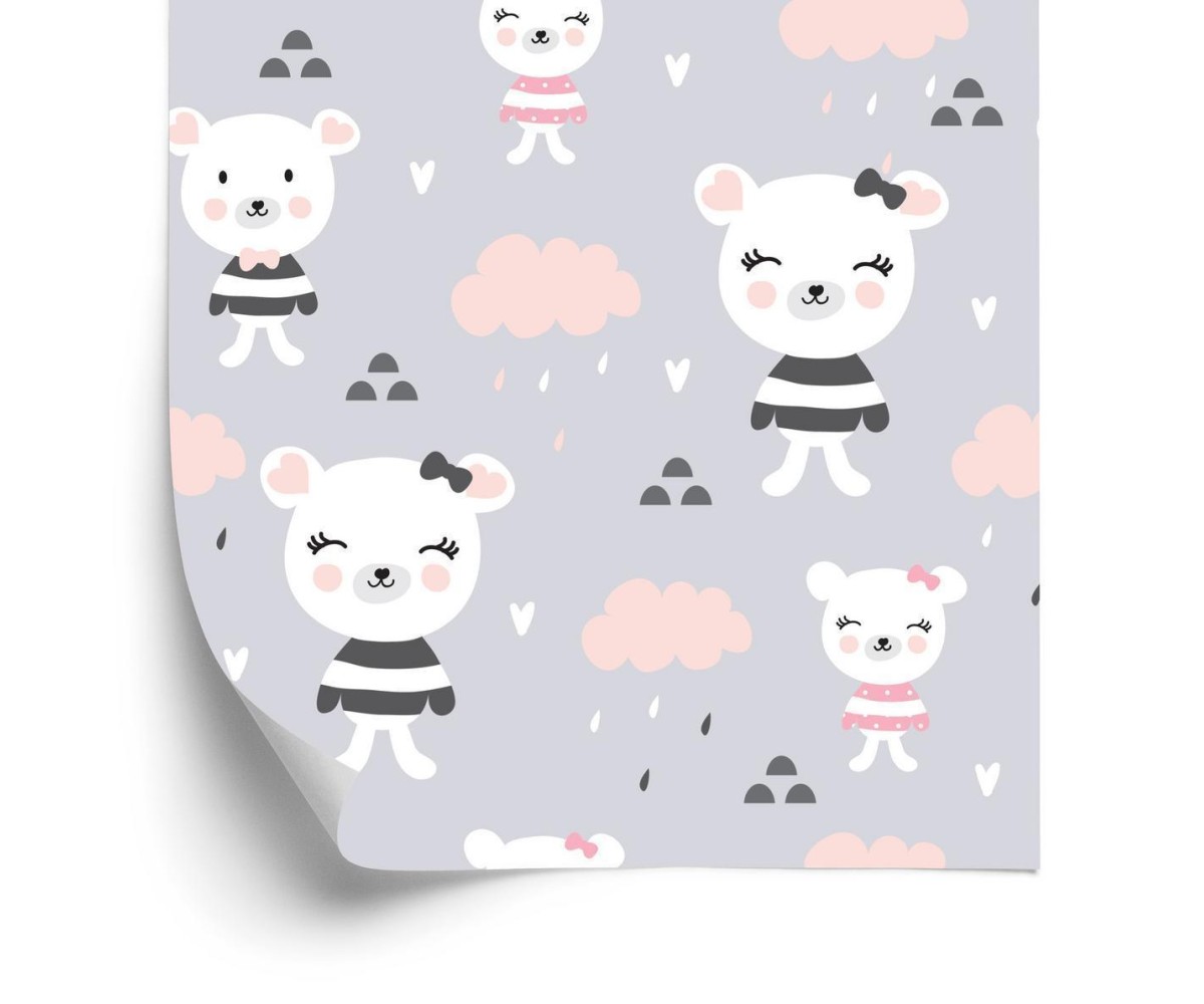 Tapete Teddybären Wolken Herzen