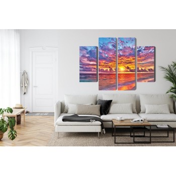 Mehrteiliges Bild Malerischer Sonnenuntergang Auf Den Malediven