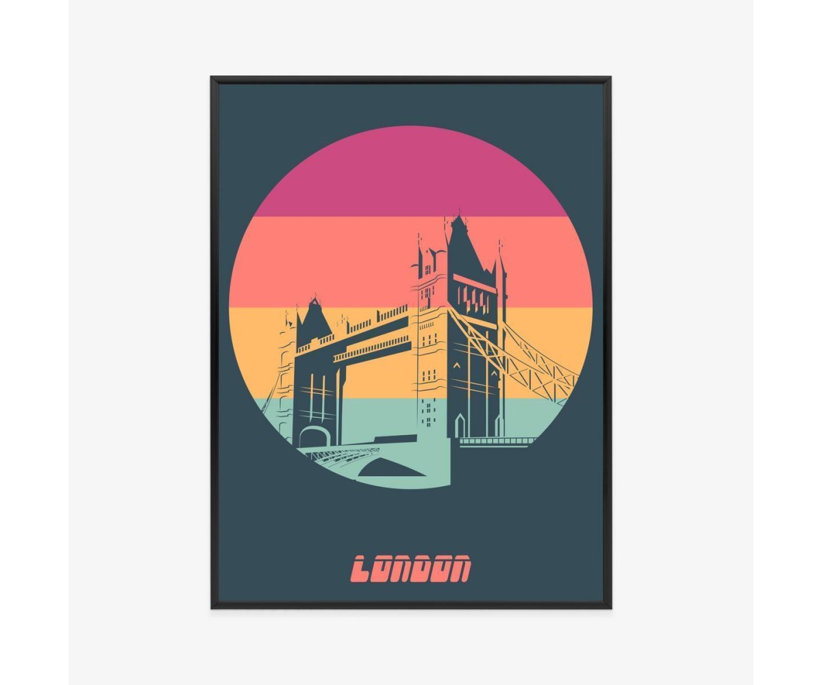 Poster Tower Bridge Im Vintage-Stil Rahmen Aluminium Farbe Schwarz