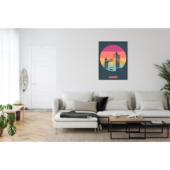 Poster Tower Bridge Im Vintage-Stil Rahmen Aluminium Farbe Schwarz