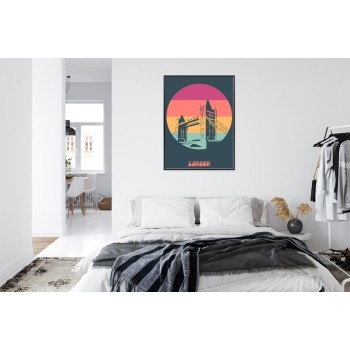 Poster Tower Bridge Im Vintage-Stil Rahmen Aluminium Farbe Schwarz