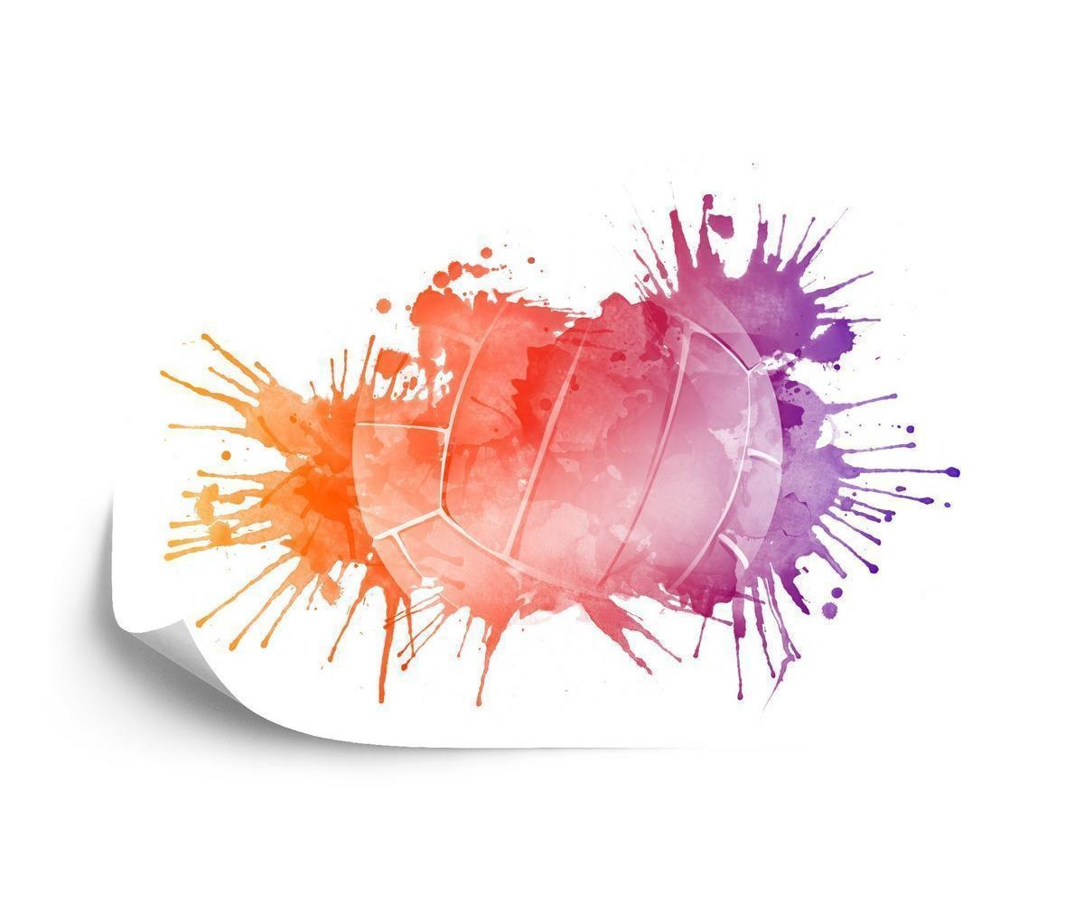 Fototapete Volleyballball Gemalt Mit Aquarell