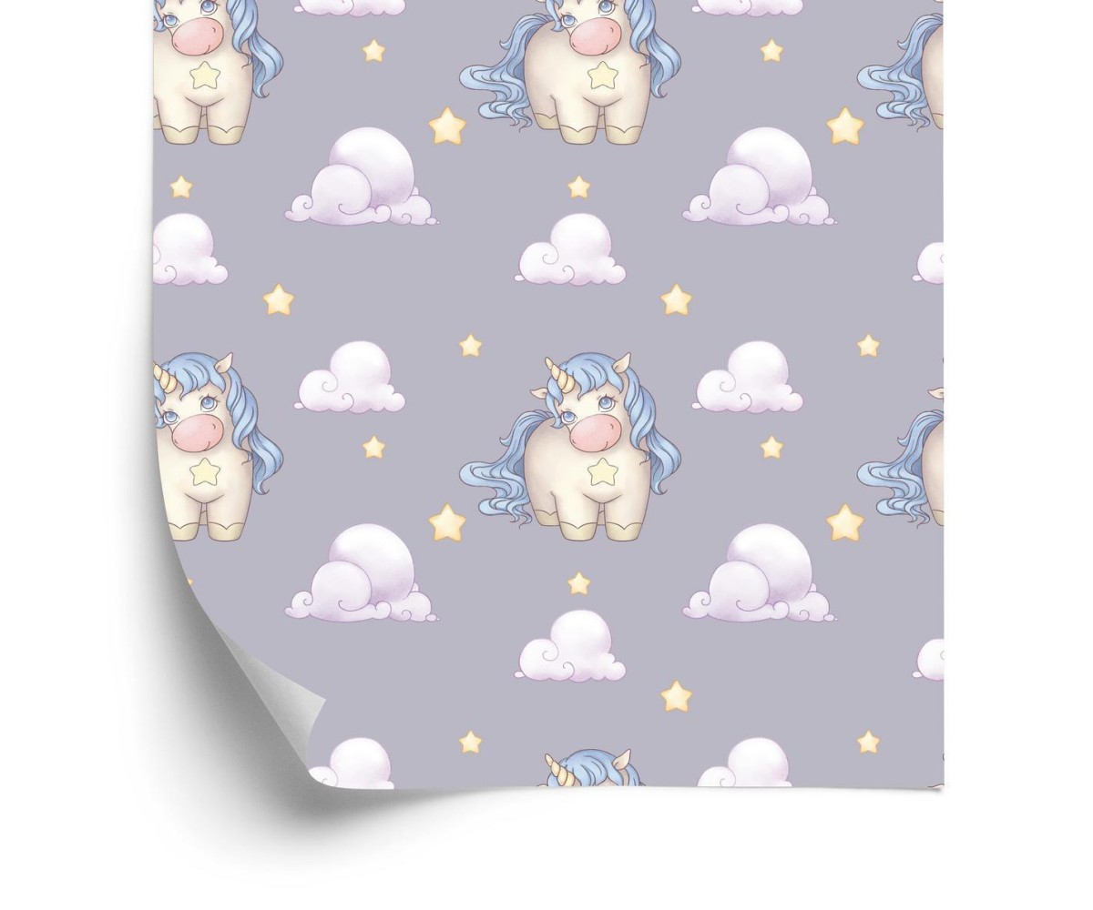 Tapete Für Mädchen Pastell Einhörner Wolken